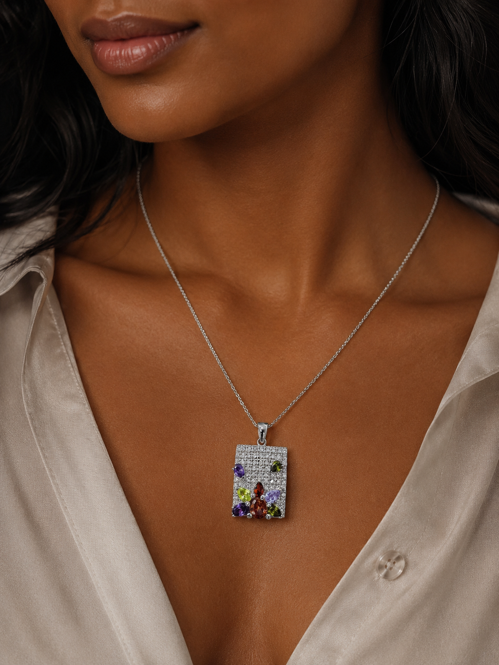 Pavé Rectangle Pendant