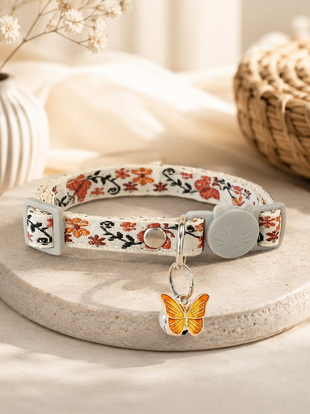 Butterfly Charm Embroidered Pet Collar