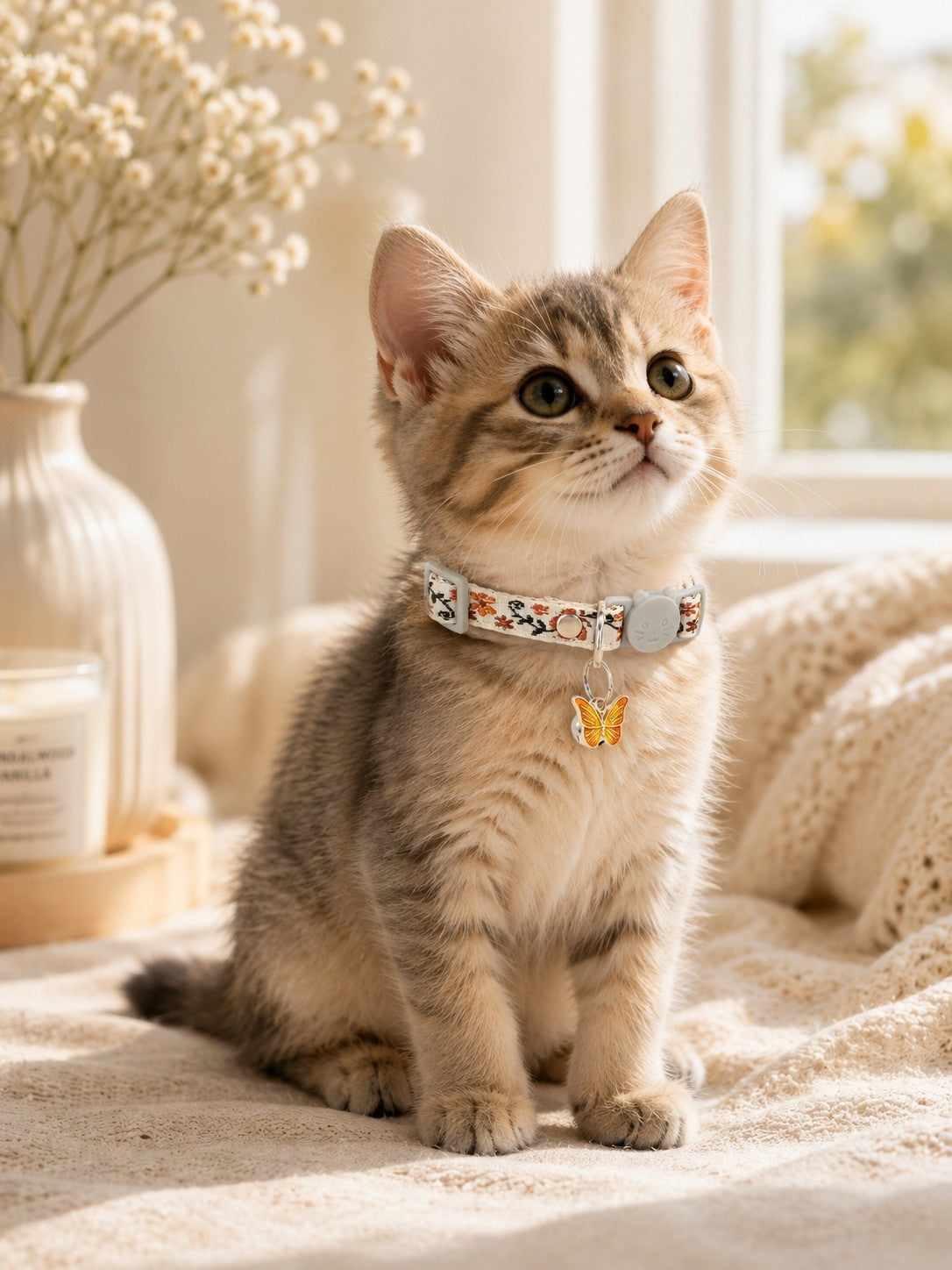 Butterfly Charm Embroidered Pet Collar