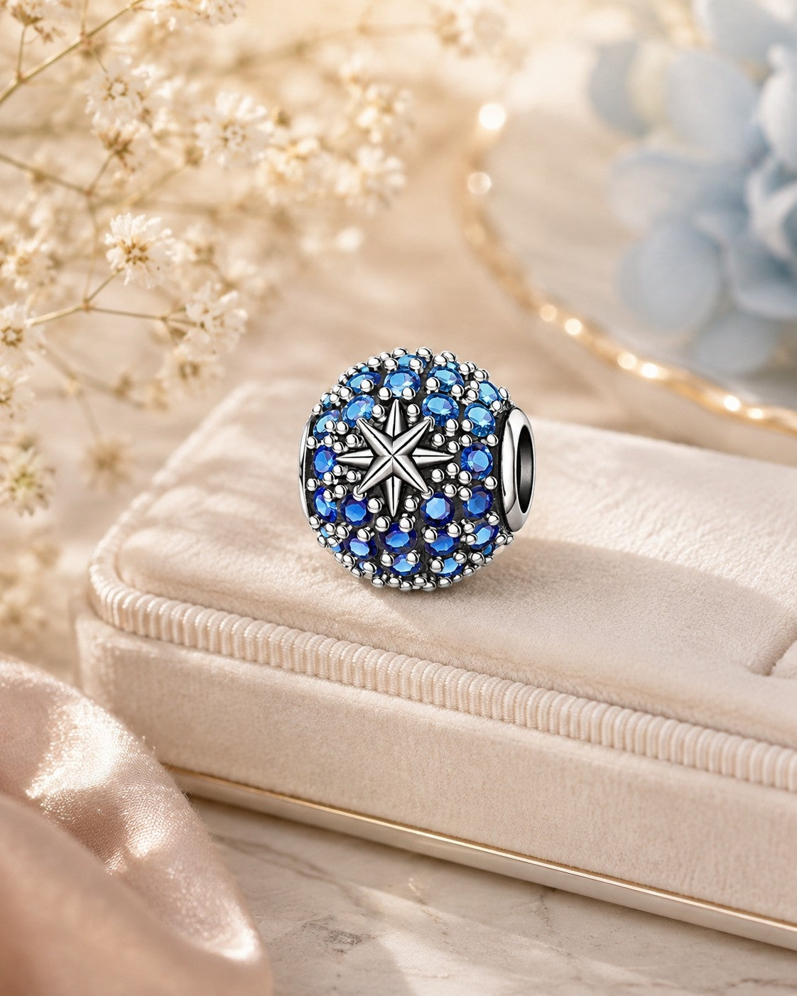 Blue Gem Bead Spacer Charm