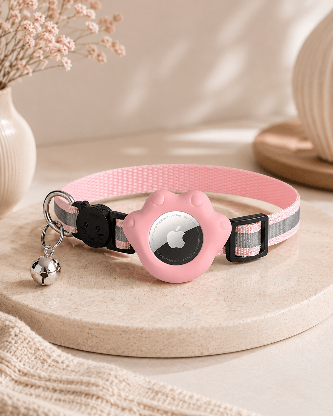 Pink Paw AirTag Pet Collar