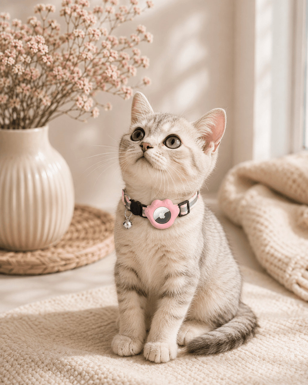 Pink Paw AirTag Pet Collar