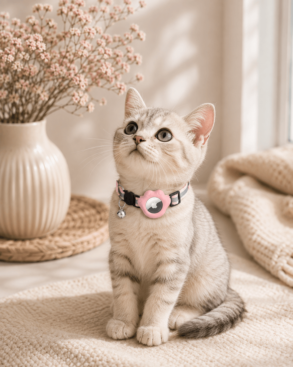 Pink Paw AirTag Pet Collar