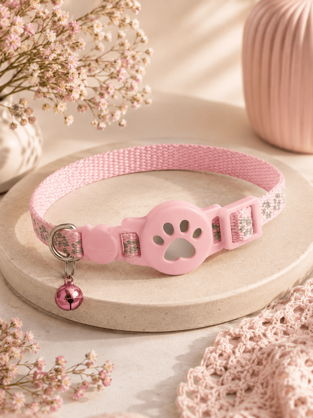Black Paw AirTag Pet Collar
