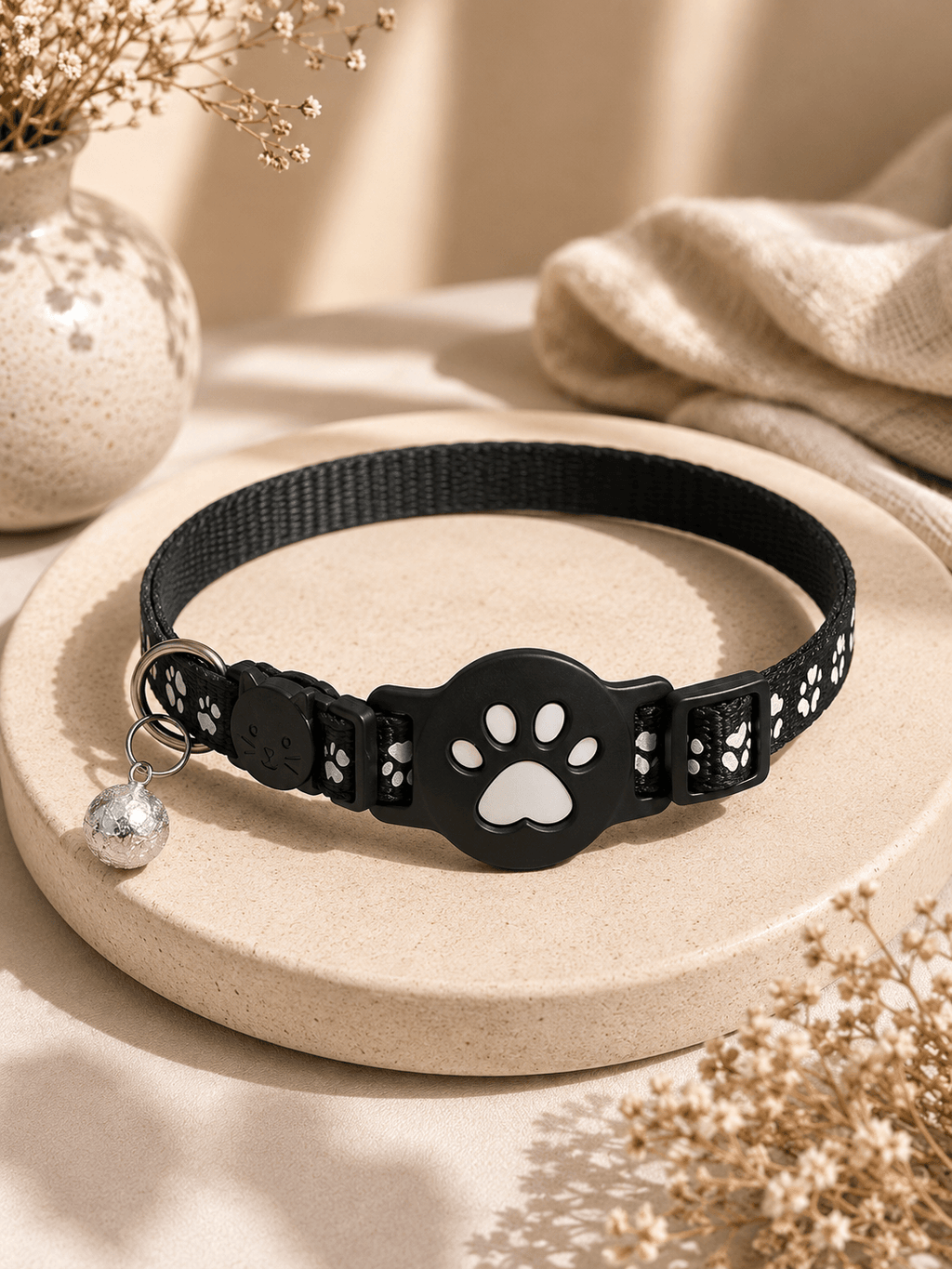 Black Paw AirTag Pet Collar