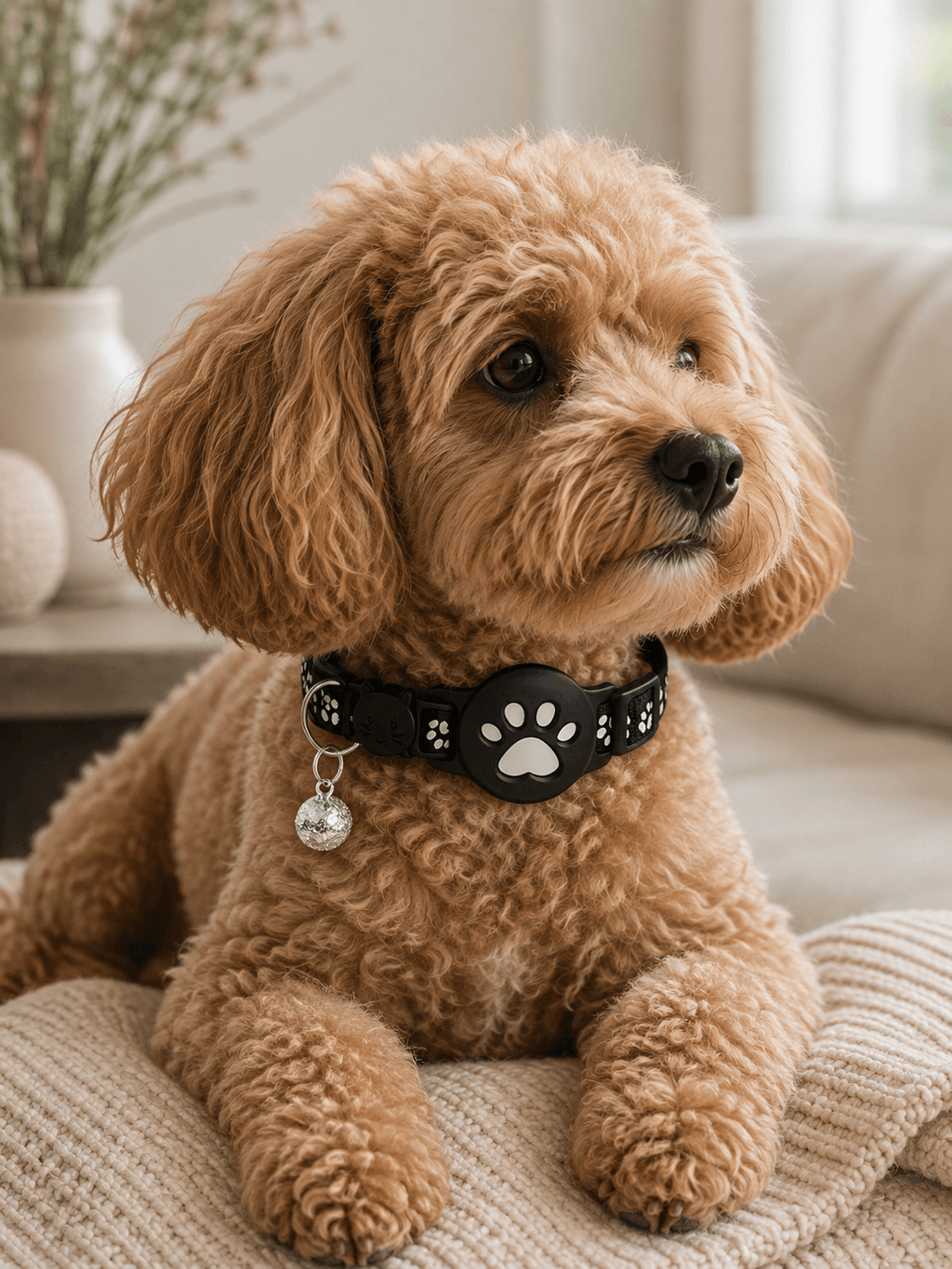 Black Paw AirTag Pet Collar