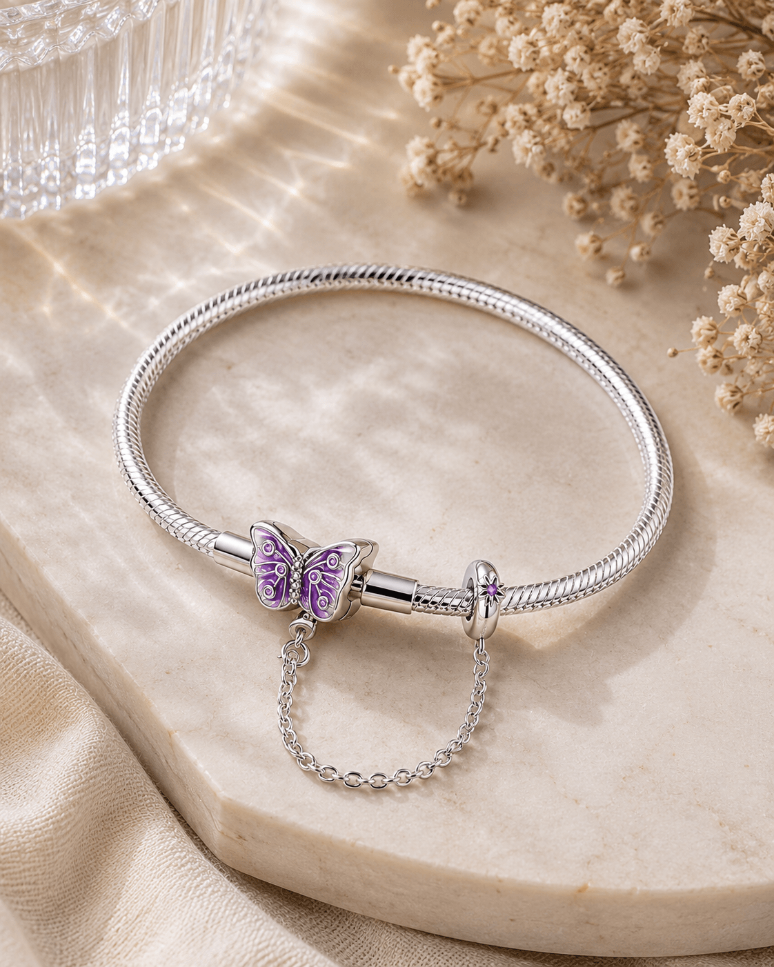 Pink Butterfly Charm Bracelet