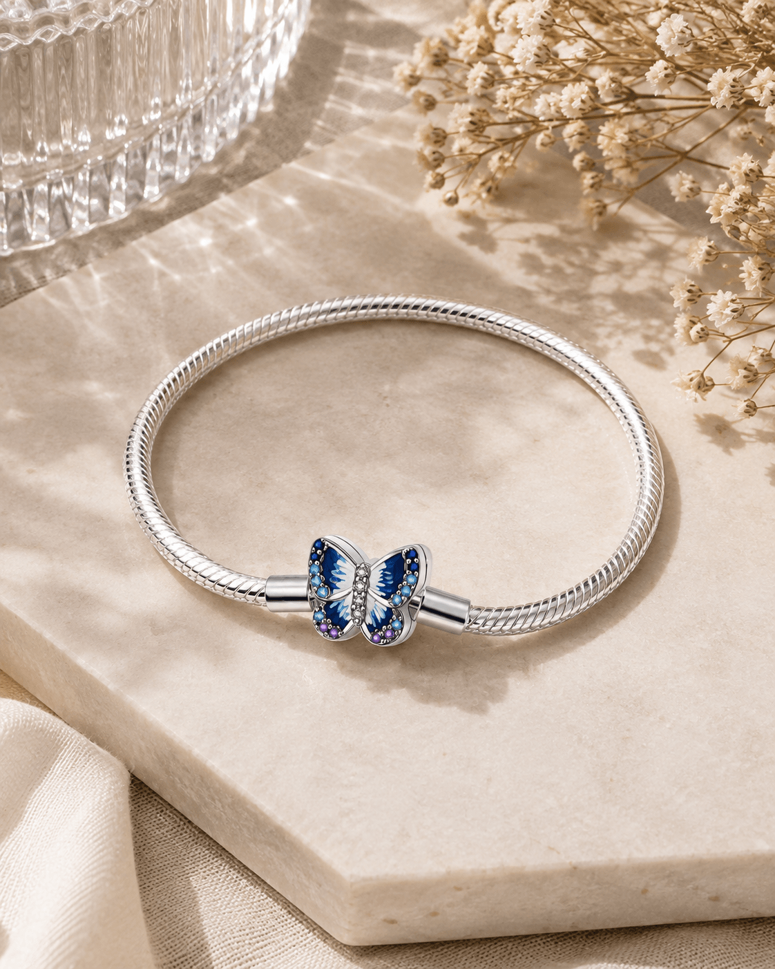 Blue Butterfly Charm Bracelet