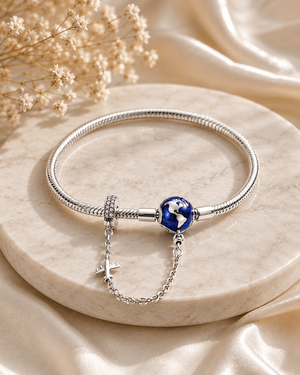 Blue Globe Charm Bracelet