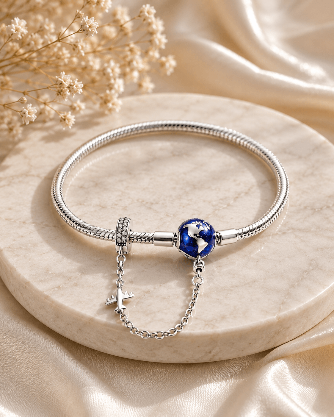 Blue Globe Charm Bracelet