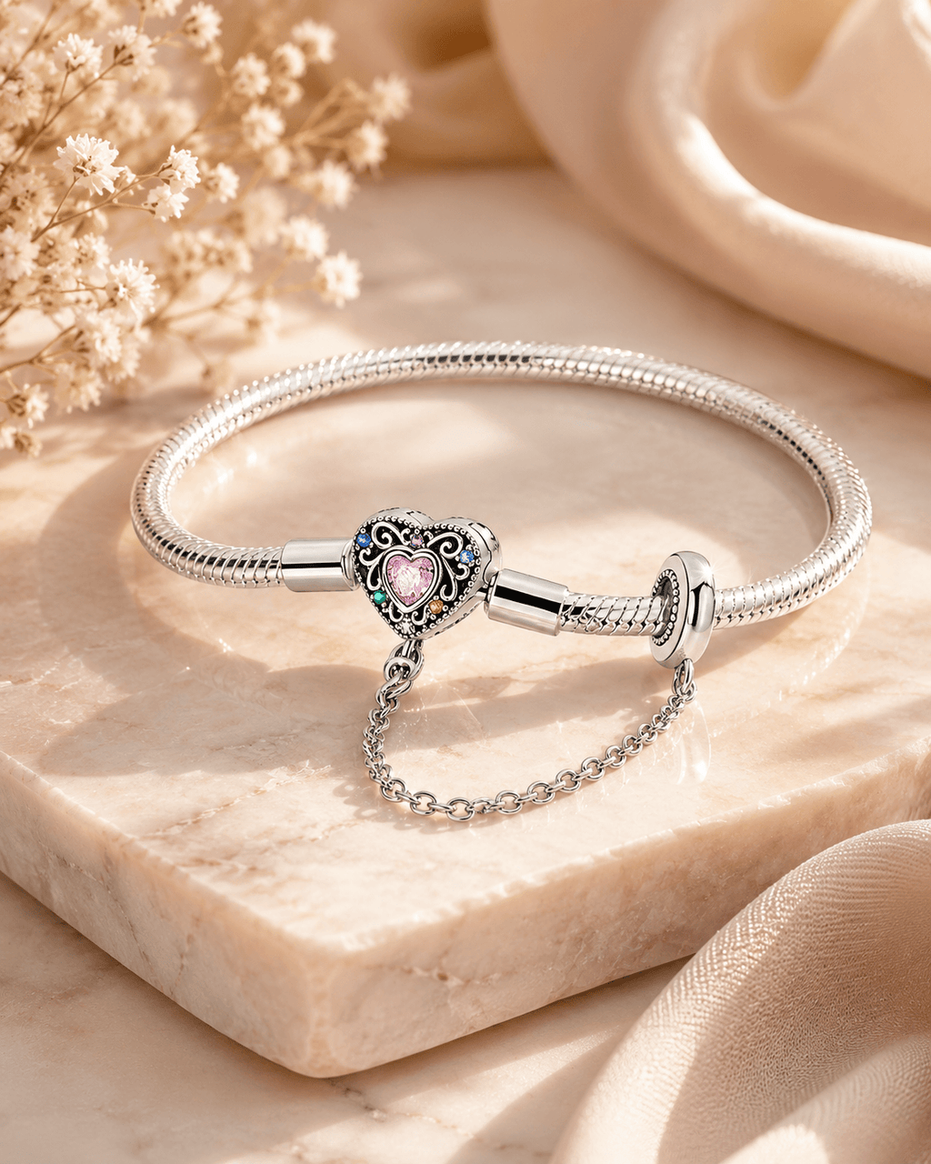 Safety Heart Charm Bracelet