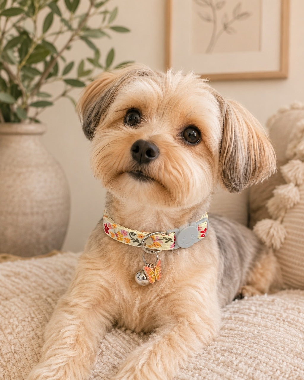 Butterfly Charm Embroidered Pet Collar