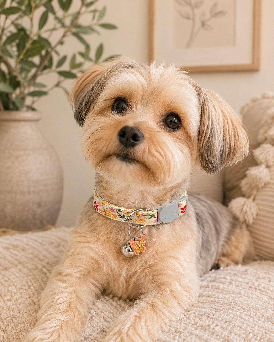 Butterfly Charm Embroidered Pet Collar