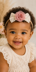 Peach Toddler Lace Flower Headband
