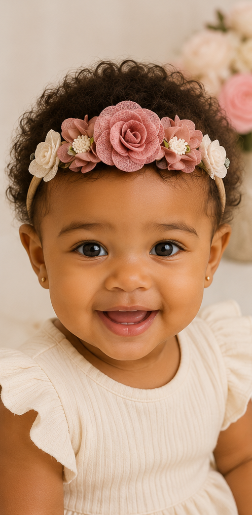 Peachy Cream Toddler Floral Headband