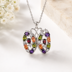 Rainbow Gemstone Butterfly Pendant