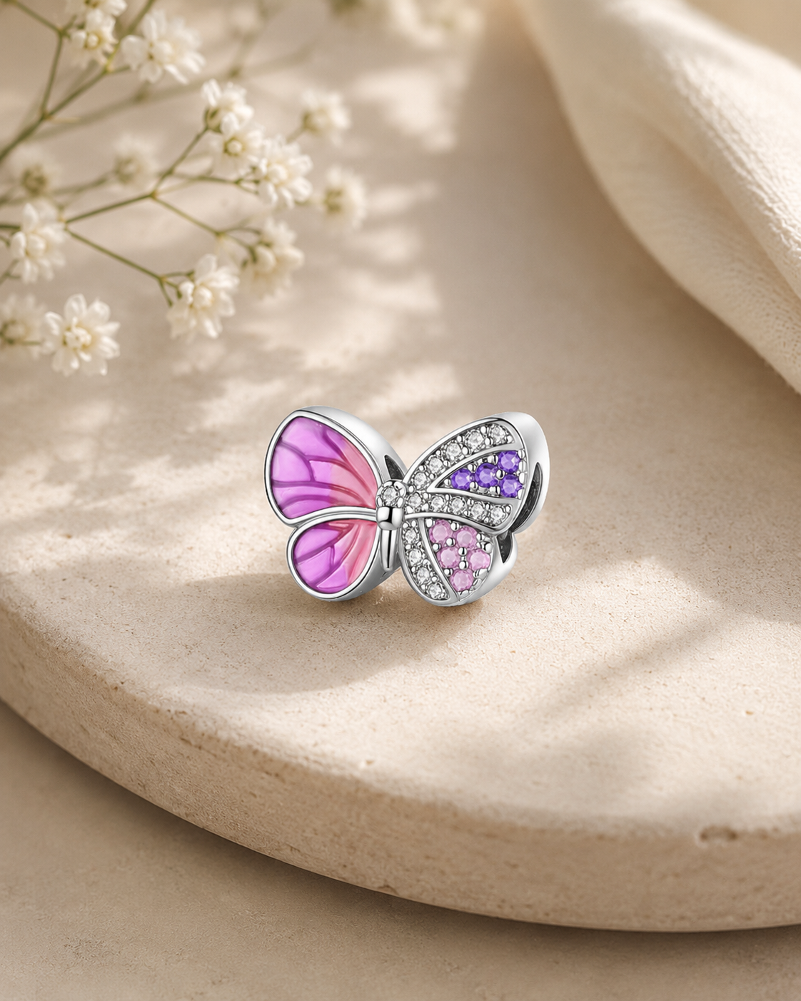 Pink butterfly charm