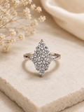 Cubic Zirconia Marquise Cluster Sterling Silver Statement Ring