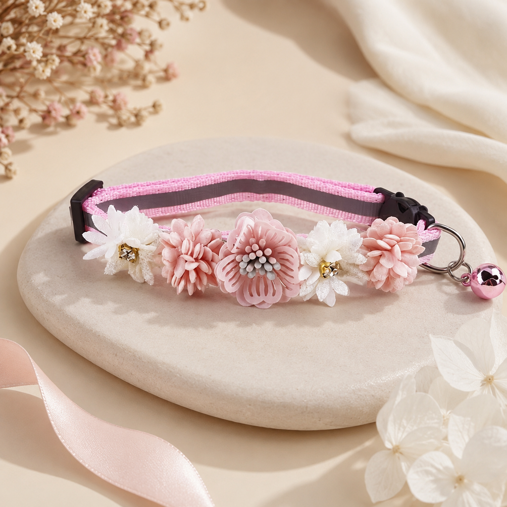 Pink and Floral Pet Collar
