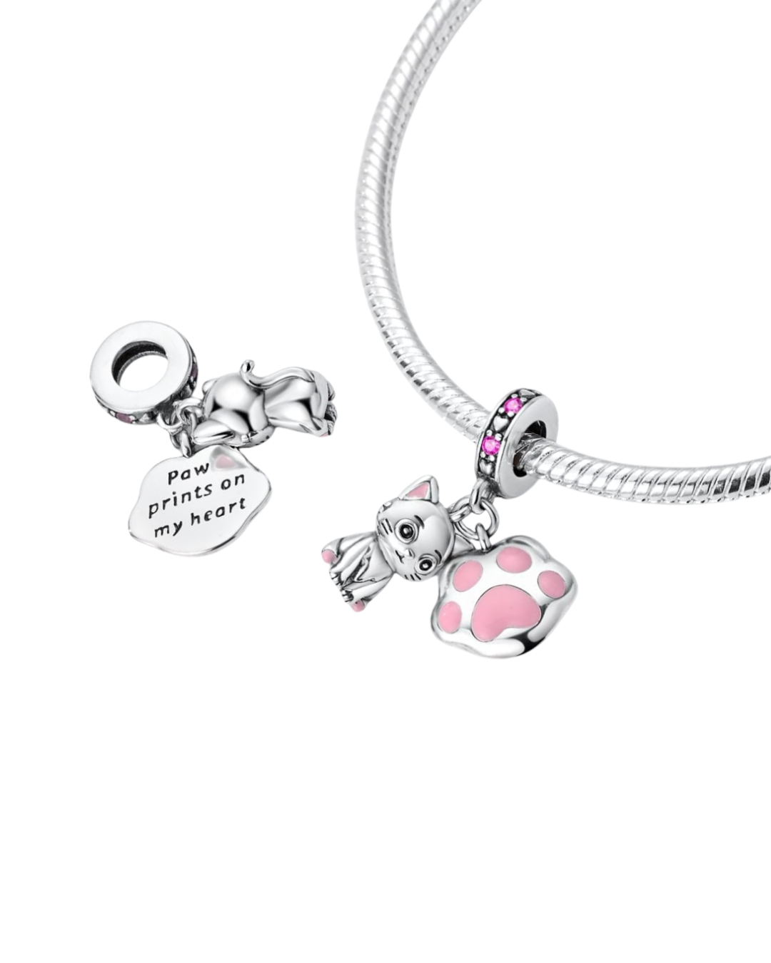 Cat and Paw Charm