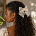 Ivory Lace Bow Hair Barrette