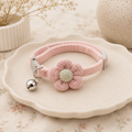 Pink Waffle Knit Flower Pet Collar