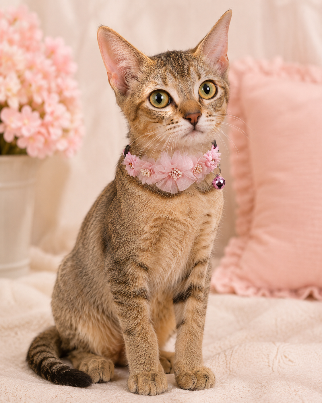 Blush Bloom Floral Cat Collar with Bell