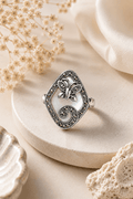 Mother of Pearl & Marcasite Sterling Silver Butterfly Ring