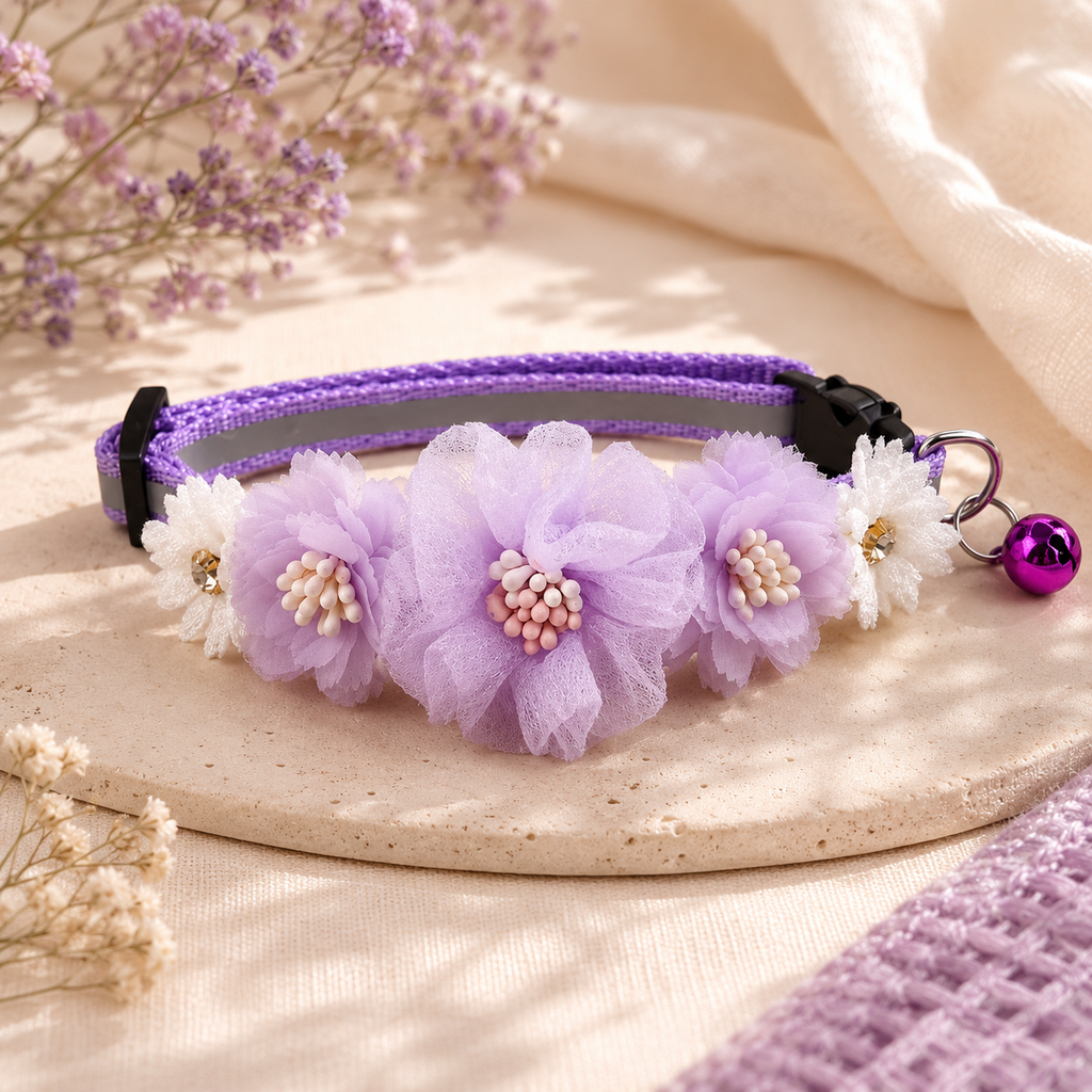 Blush Bloom Floral Pet Collar with Bell