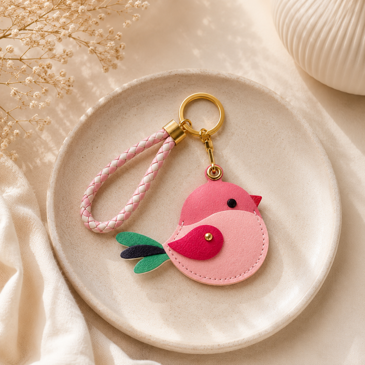 Pink Bird Air Tag Keyring
