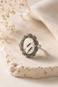 Mother of Pearl & Marcasite Sterling Silver Ring