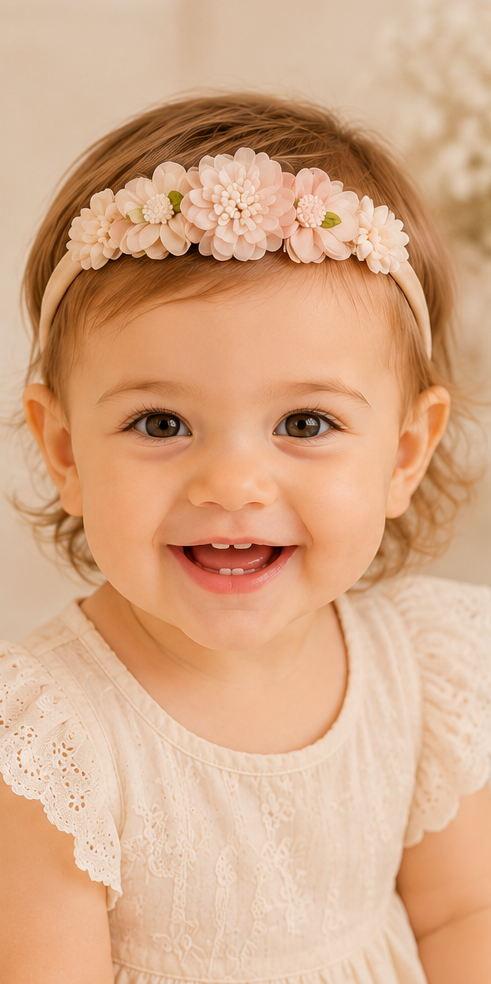 Cream Cluster Toddler Floral Headband