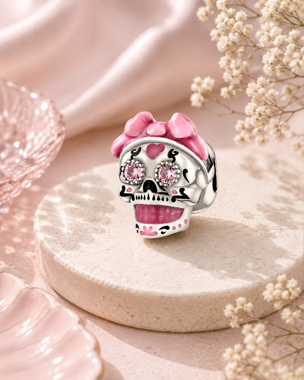 Pink Sugar Skull Charm