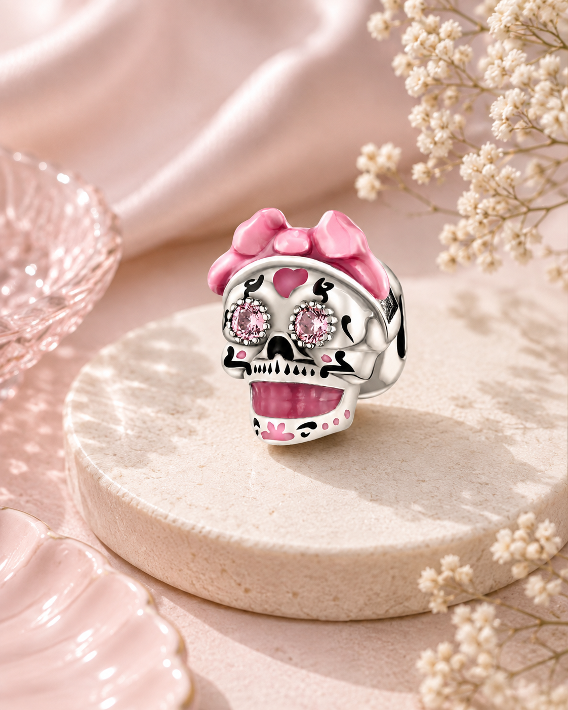 Pink Sugar Skull Charm