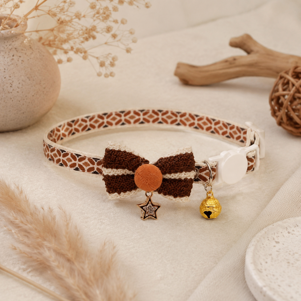 Brown Bow Pet Collar