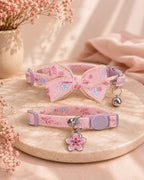 Pink Bow & Purple Flower 2-Piece Pet Collar Set