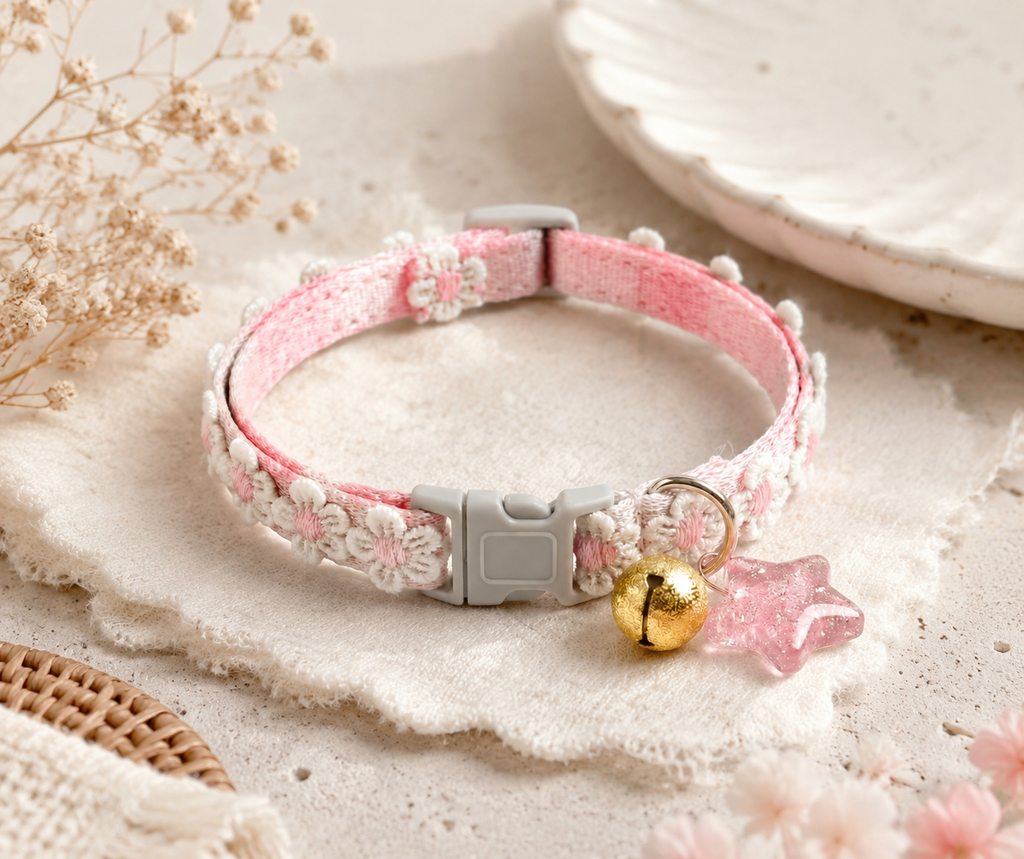 Flower Embroidered Star Pet Collar