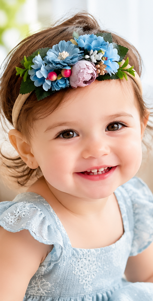 Blue Cluster Toddler Floral Headband