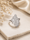 Cubic Zirconia Fan Cluster Sterling Silver Statement Ring