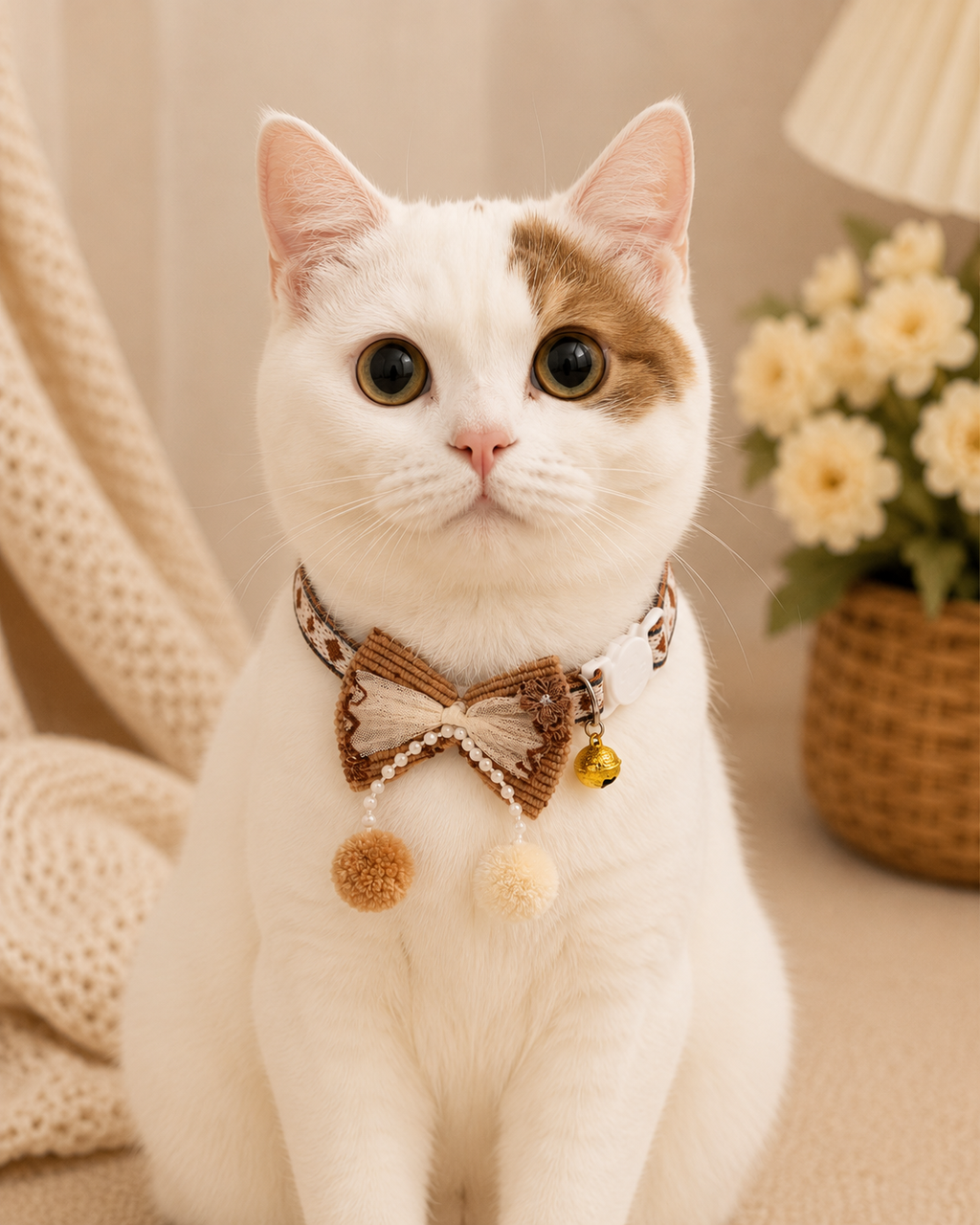 Bow with pompoms Pet Collar