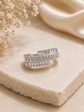 Cubic Zirconia Multi-Row Sterling Silver Statement Ring