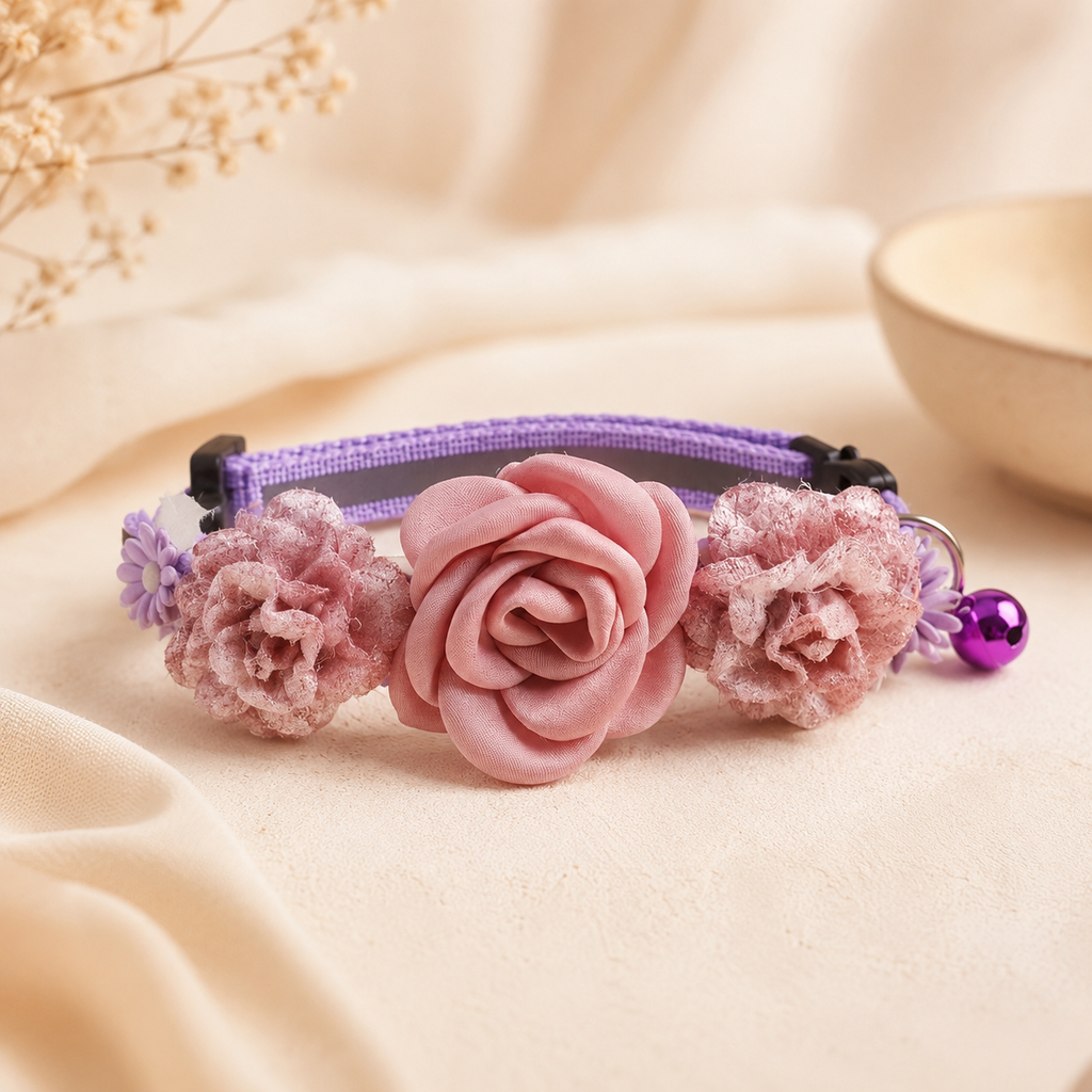 Dusty Rose Floral Pet Collar