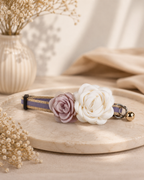Double Rose Pet Collar in Mauve & Ivory