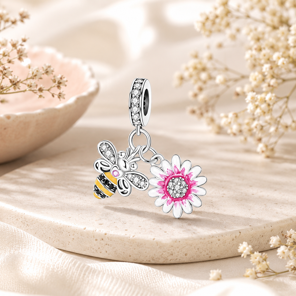 Flower and Bee Charm