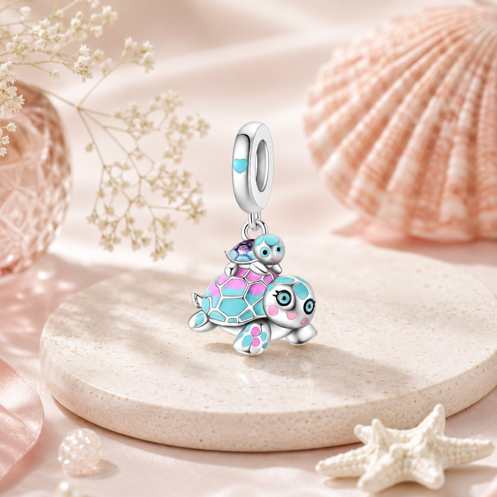 Turtle family charm