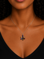 Rainbow Gemstone Flower Pendant