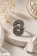 Linked Circle Marcasite Sterling Silver Ring