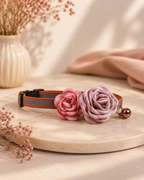 Double Rose Pet Collar in Peach