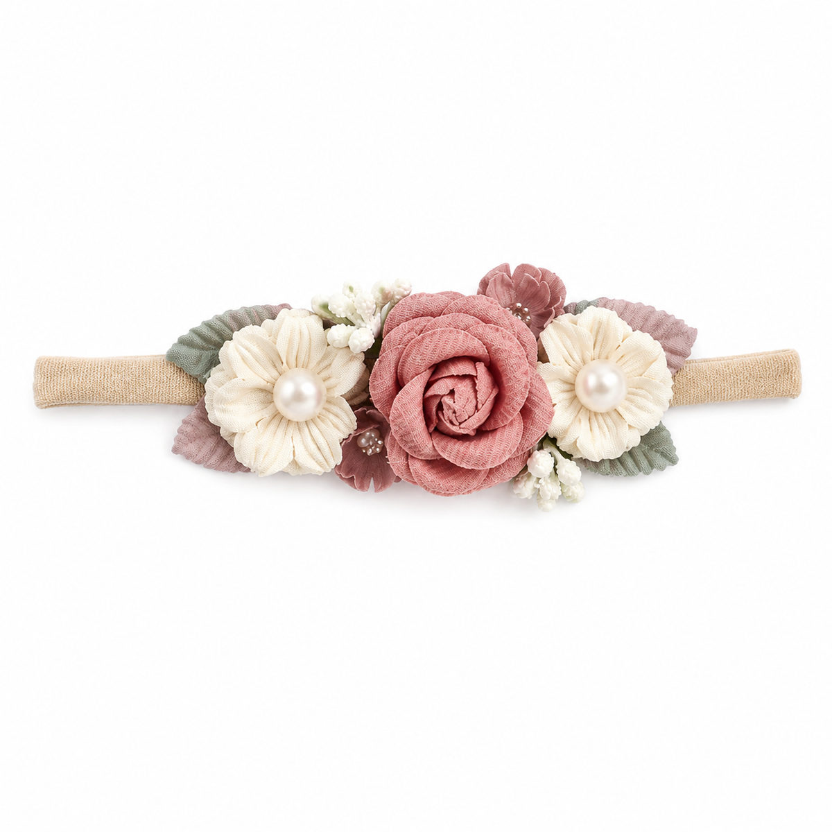 Pink & White Toddler Floral Headband