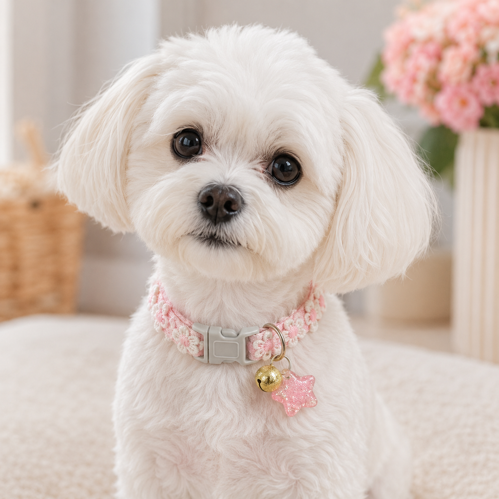 Flower Embroidered Star Pet Collar